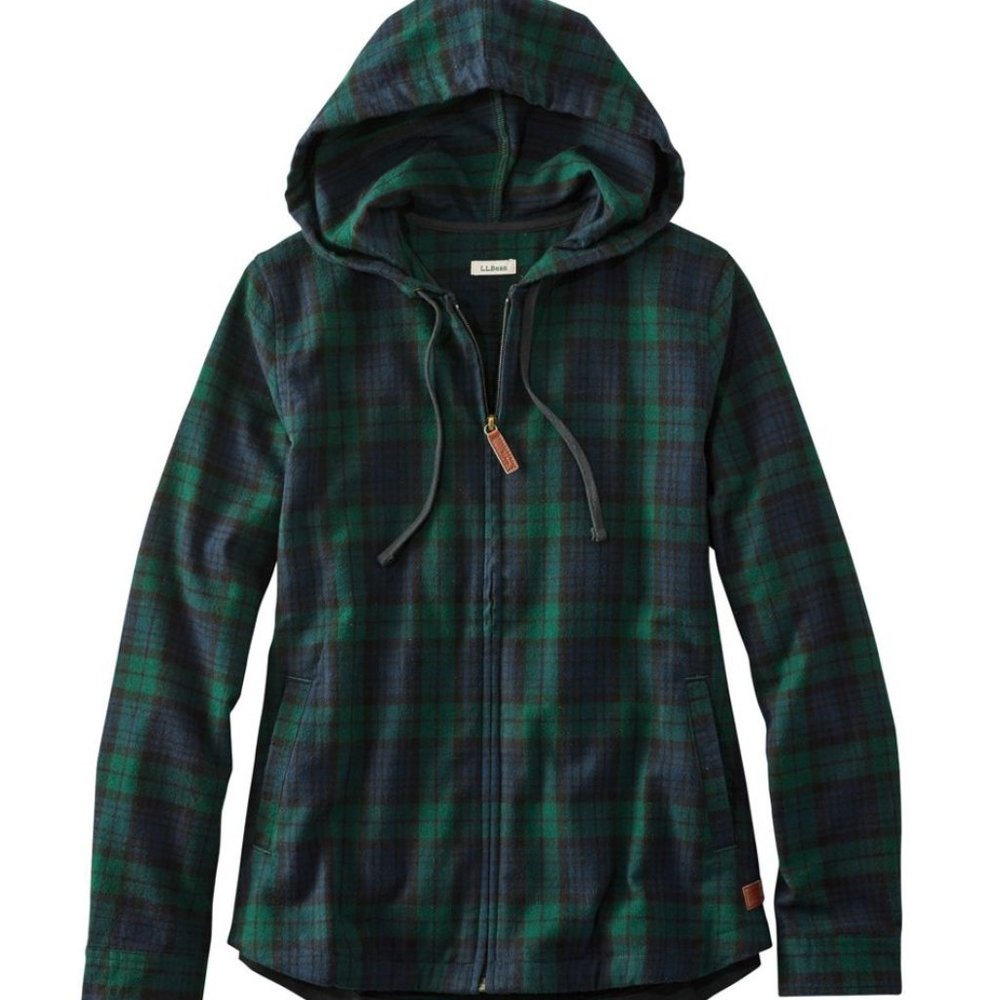 Women's Scotch Plaid Flannel Shirt, Relaxed Zip Hoodie